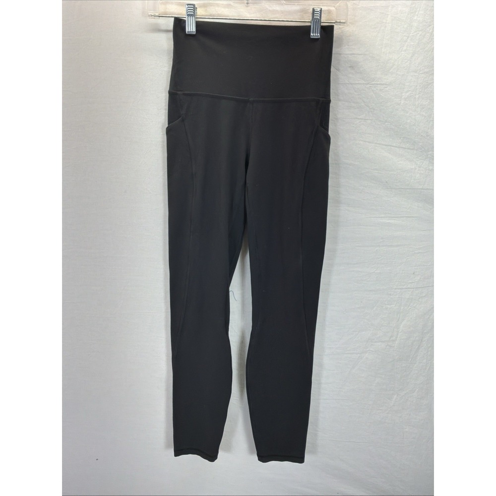 LULULEMON LEGGINGS WITH SIDE POCKETS WOMENS SIZE 4 Black Ankle Gym
